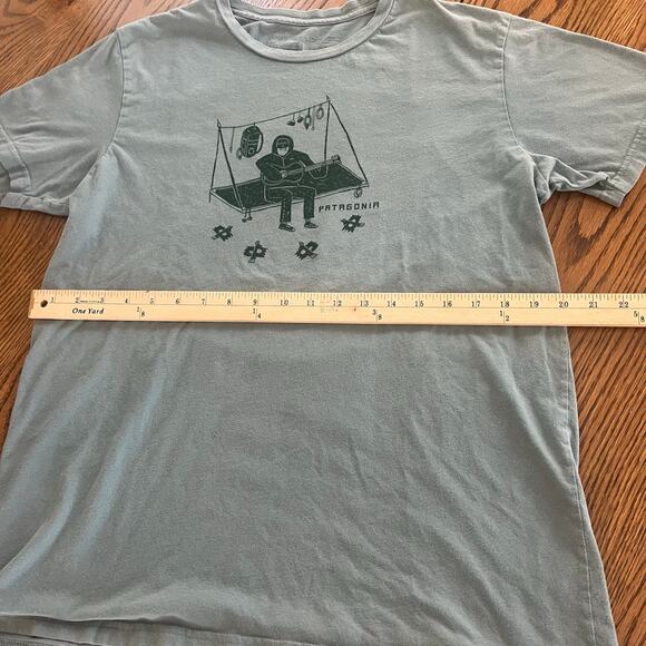 Patagonia Portaledge Concert Organic Short Sleeve Blue Green T-Shirt-Slim Large - Picture 4 of 5